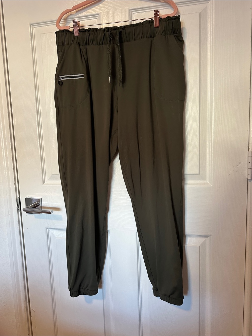 Women’s Olive Green Jogger Pants - Elastic Waist Drawstring